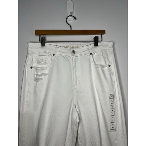 American Eagle New White Mom Straight Jeans Size 14 - Picture 1 of 6
